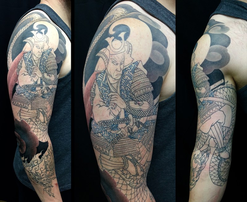 Work in progress - warrior sleeve tattoo