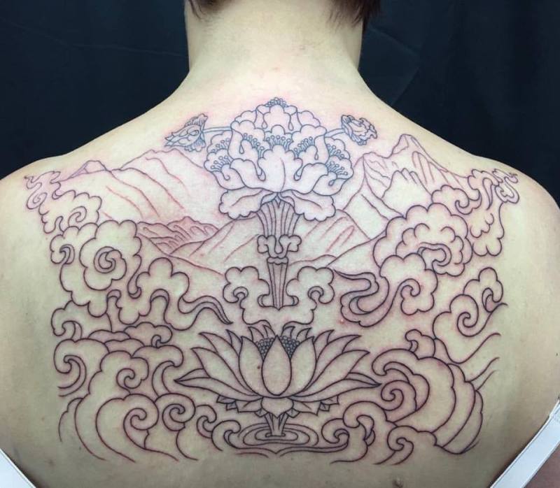 clareketon_tattoos_wip_back_lotus_waves