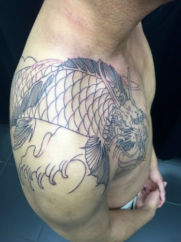 clareketontattoos_wip_outline_koifish