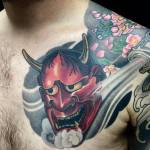 Hannyamask Chest Tattoo